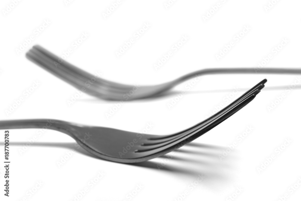 Two forks isolated on white background Two forks isolated on white background