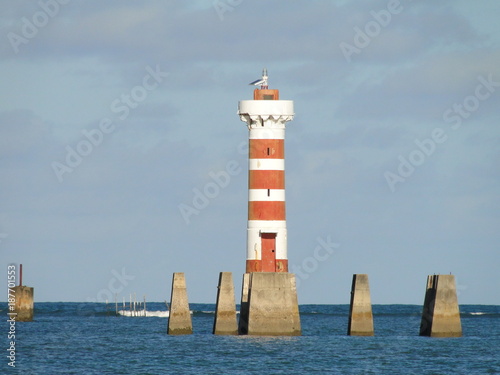 Peaceful lighthouse. Seascape in Brazil, Maceio city