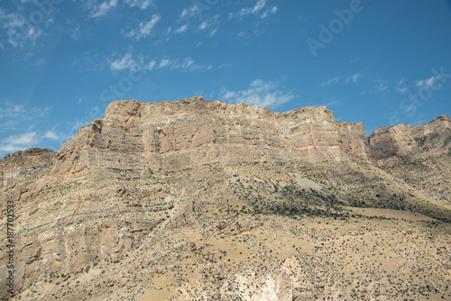 Canyon and mountain with blue sky