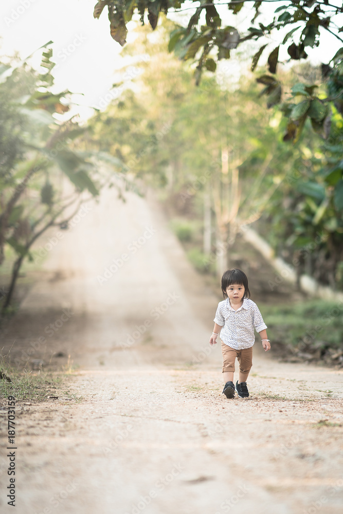 Asean boy walking. Asean boy walking.