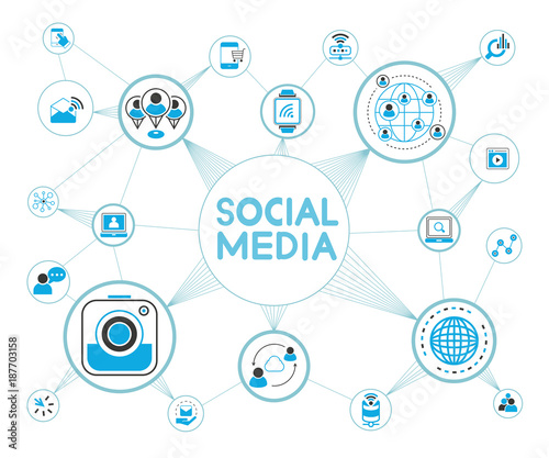 social network and media diagram