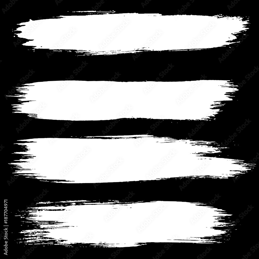 Grunge ink brush strokes. Freehand black brushes. Handdrawn dry brush