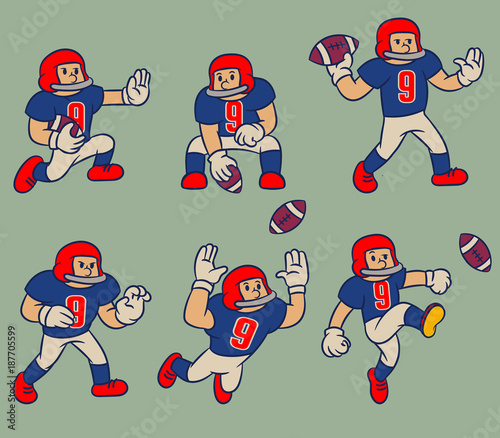 Cartoon Vintage Character American Football