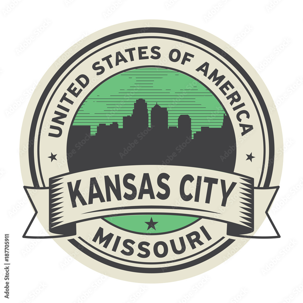Stamp or label with name of Kansas City, Missouri Stamp or label with name of Kansas City, Missouri