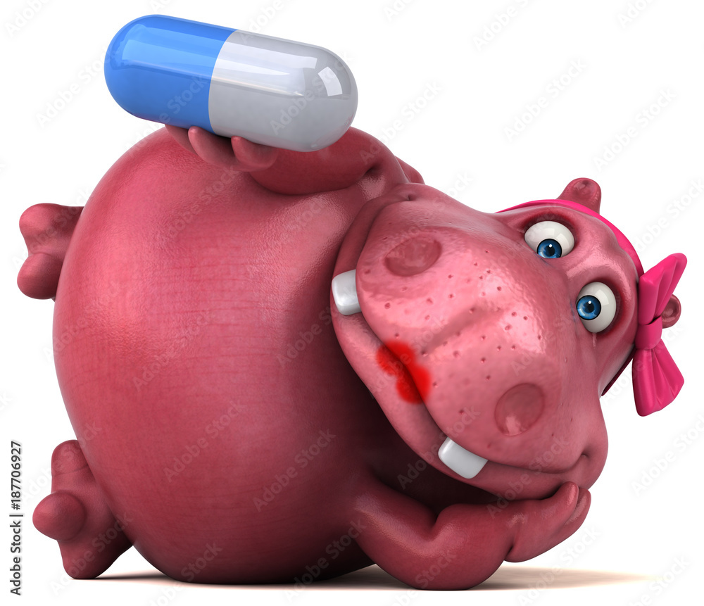 Pink Hippo 3D Illustration StockIllustration Adobe Stock