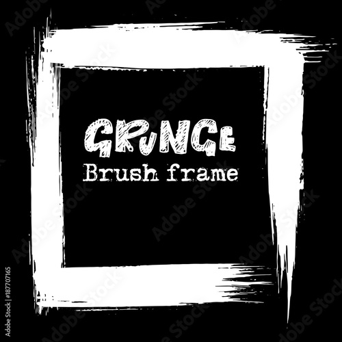 Grunge modern ink brush frame. Vector black illustration.