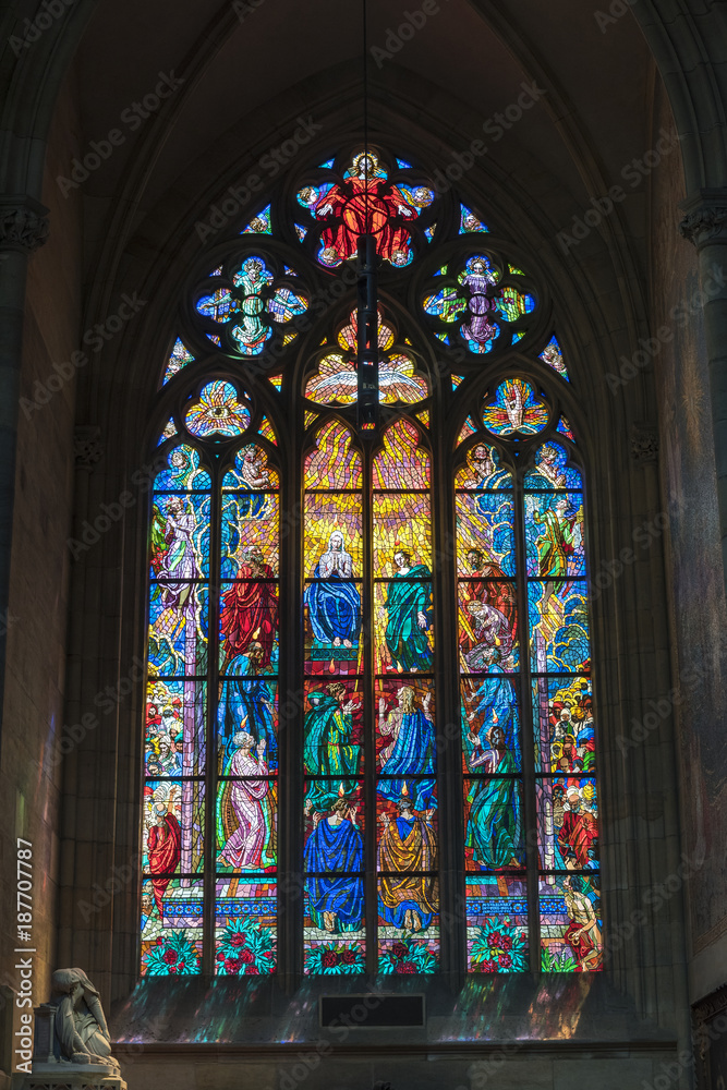 Interior of St. Vitus Cathedral at Prague Castle. Prague, Czech Republic..