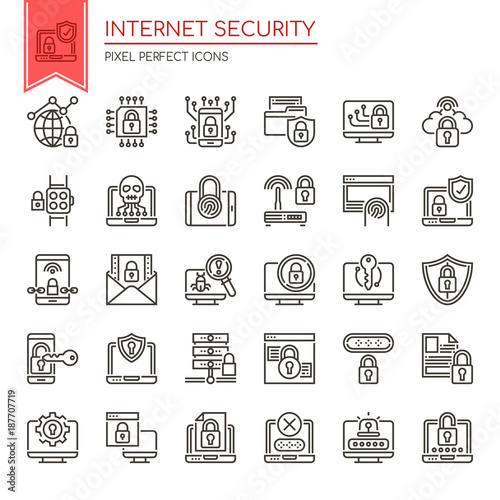Internet Security , Thin Line and Pixel Perfect Icons.