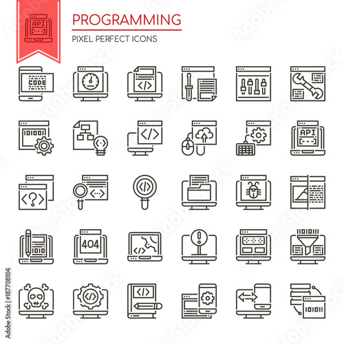 Programming , Thin Line and Pixel Perfect Icons.