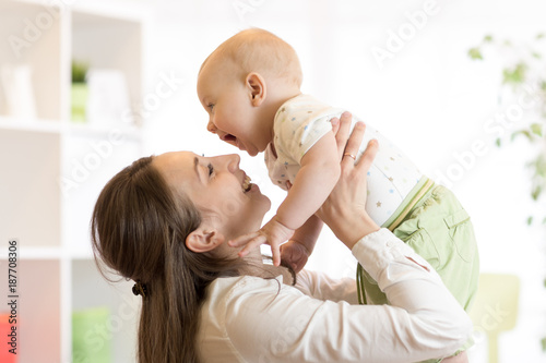 Positive baby and mom. Youn...