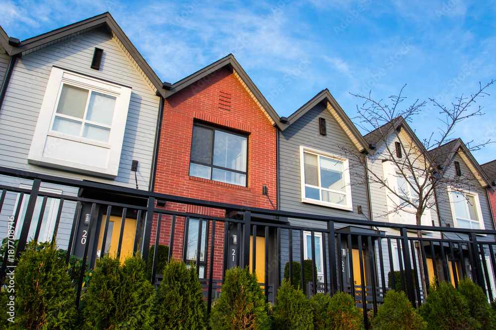 Colorful new modern luxury townhouses. Colorful new modern luxury townhouses.