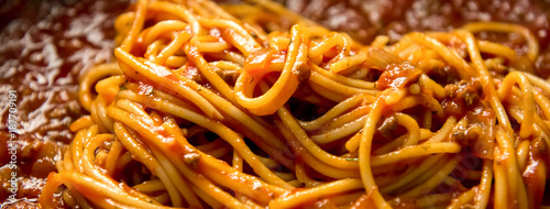 Italian bolognese spaghetti with minced meat