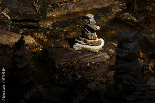 Rocks over rocks during trekking in Himalaya Mountains  Nepal.