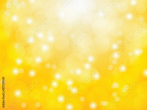 Yellow bokeh background with light, vector