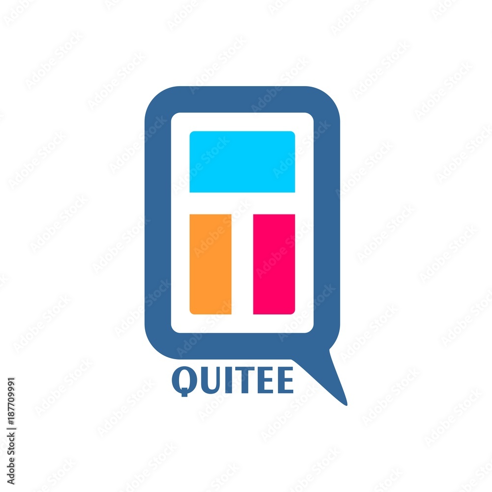 Fototapeta premium Lettering design. Minimal abstract emblem template. Q and T symbols