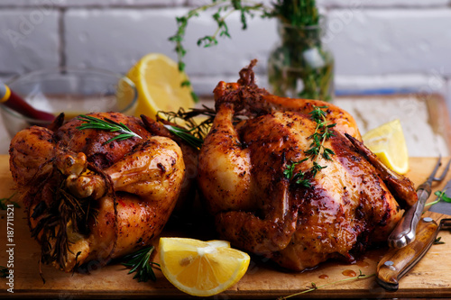 SUMAC ROAST CHICKEN WITH LEMON AND GARLIC.