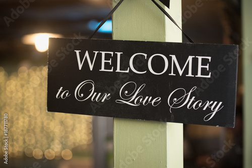 Hanging Wedding Sign that says 