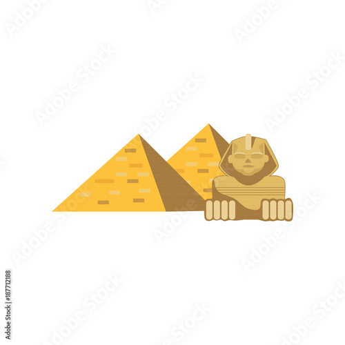 Egypt Great Pyramids and Sphinx statue, signs of traditional Egyptian culture cartoon vector Illustration