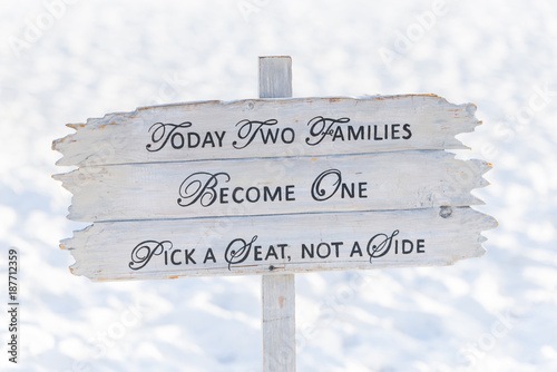 Wedding Ceremony Sign in the sand on the beach