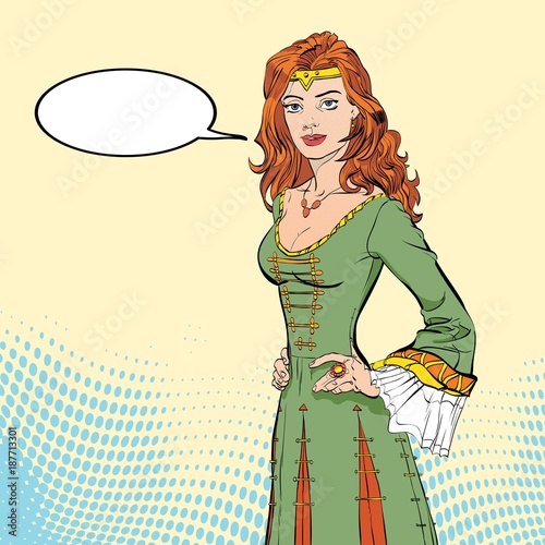 Lady in medieval dress. Medieval legend. Medieval woman.