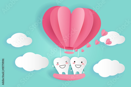 tooth with hot air balloon