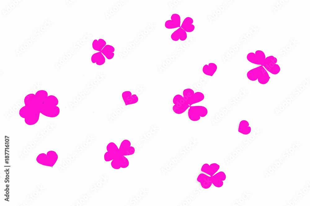 Heart-shaped leaves on white background for valentines day Heart-shaped leaves on white background for valentines day