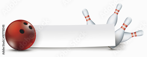 Paper Banner Red Bowling Pin
