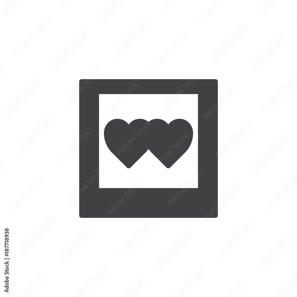 Photos with couple hearts icon vector, filled flat sign, solid pictogram isolated on white. Love and Valentines day symbol, logo illustration. Photos with couple hearts icon vector, filled flat sign, solid pictogram isolated on white. Love and Valentines day symbol, logo illustration.