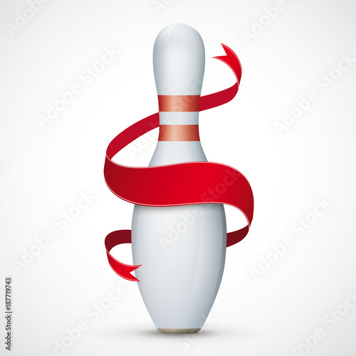 Bowling Pin Red Ribbon