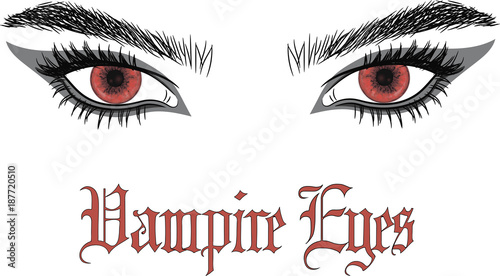 Vampire eyes. Beautiful female eyes with red iris