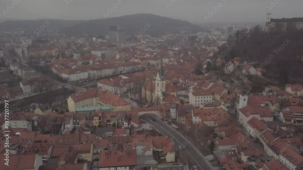 Tiled roofs, Streets of the old town, City of Ljubljana, Slovenia Tiled roofs, Streets of the old town, City of Ljubljana, Slovenia