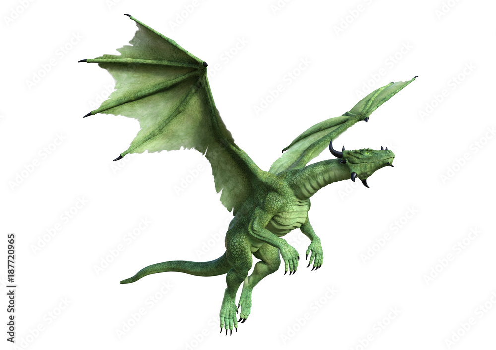 Obraz premium 3D renderowania Fantasy Dragon na białym tle