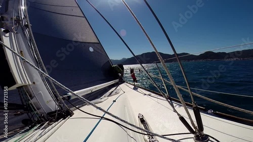 sailing yacht goes against the wind