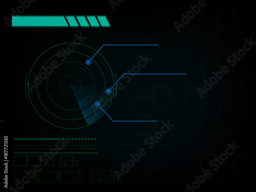 abstract vector radar on hi-tech background