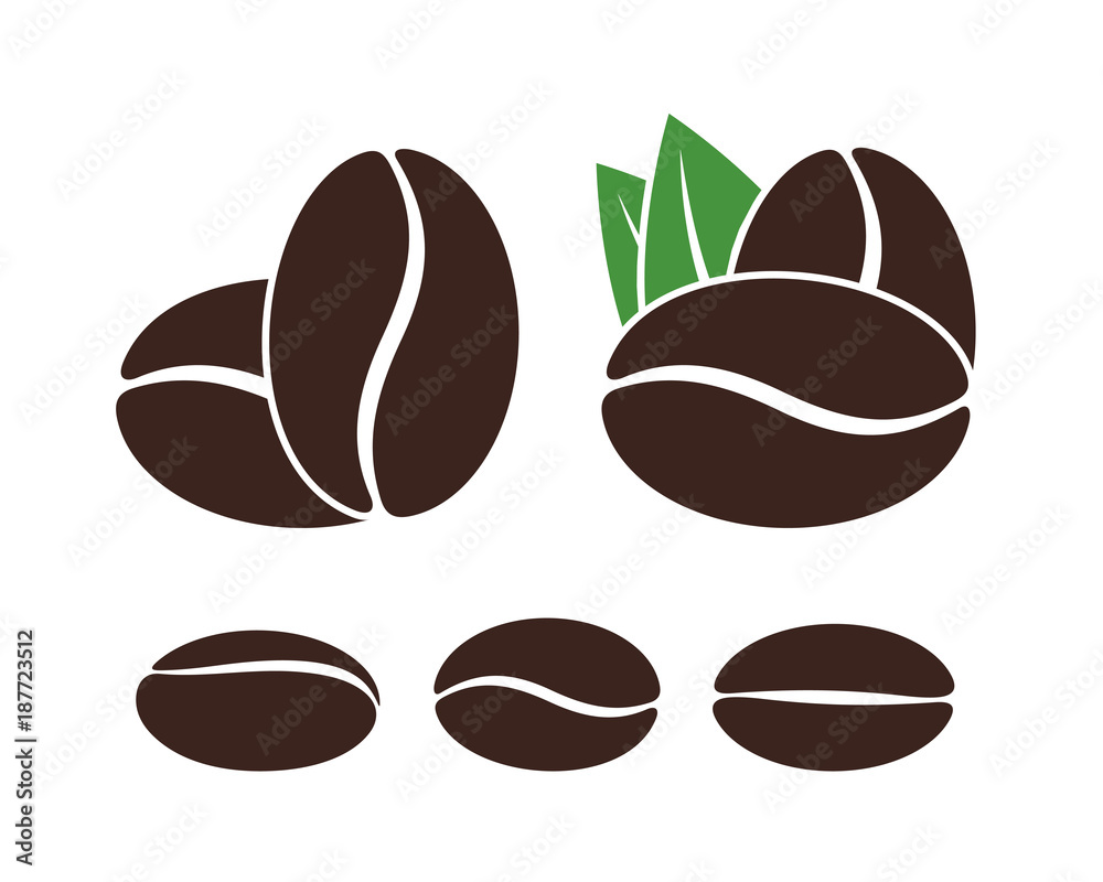 Coffee bean logo. Isolated coffe beans on white background