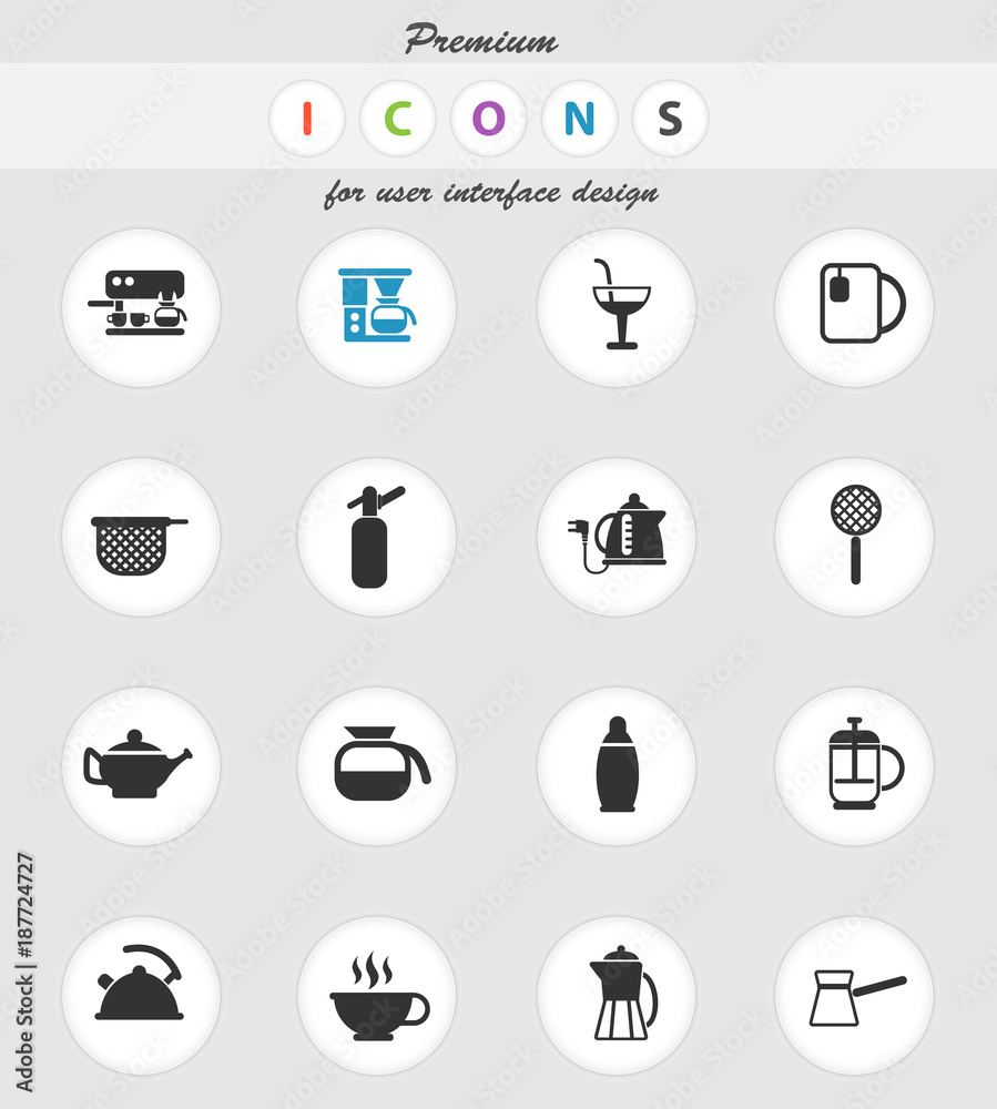 utensils for beverages icon set utensils for beverages icon set