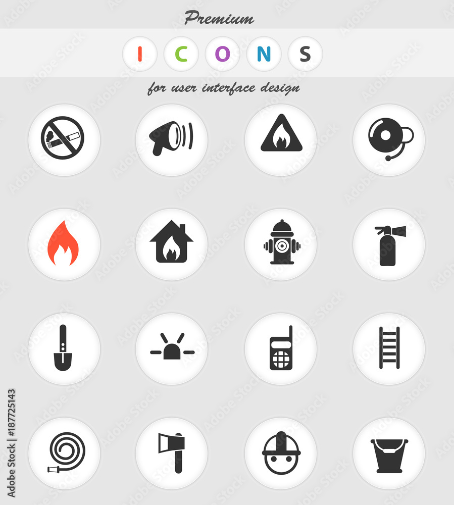 fire brigade vector icons for web and user interface design