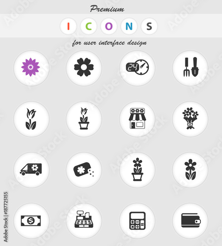 flower shop icon set