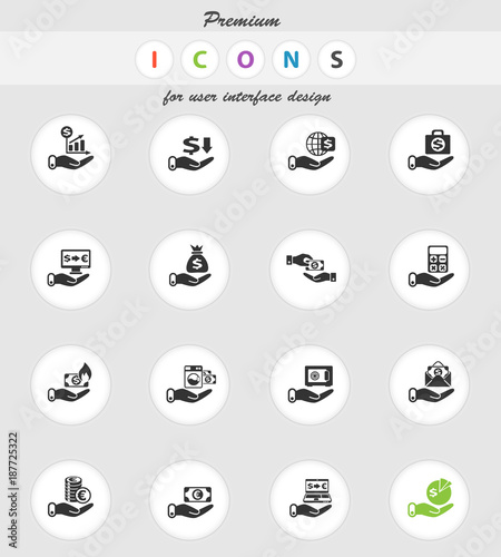 hand and money icon set