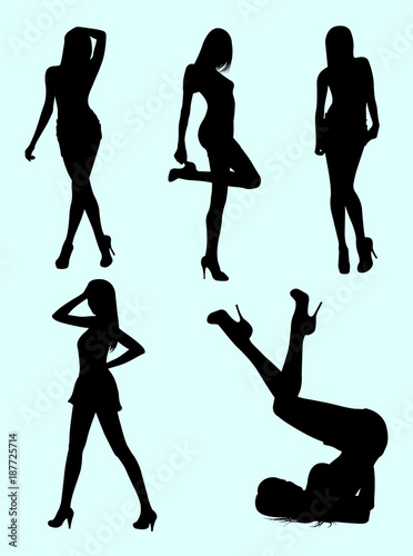 Skinny woman gesture silhouette. Good use for symbol, logo, web icon, mascot, sign, or any design you want.