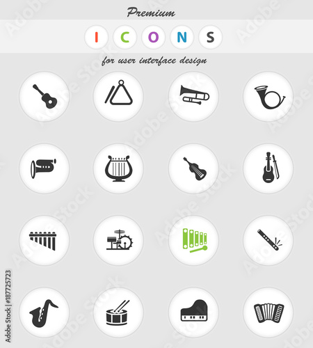 musical instruments icon set
