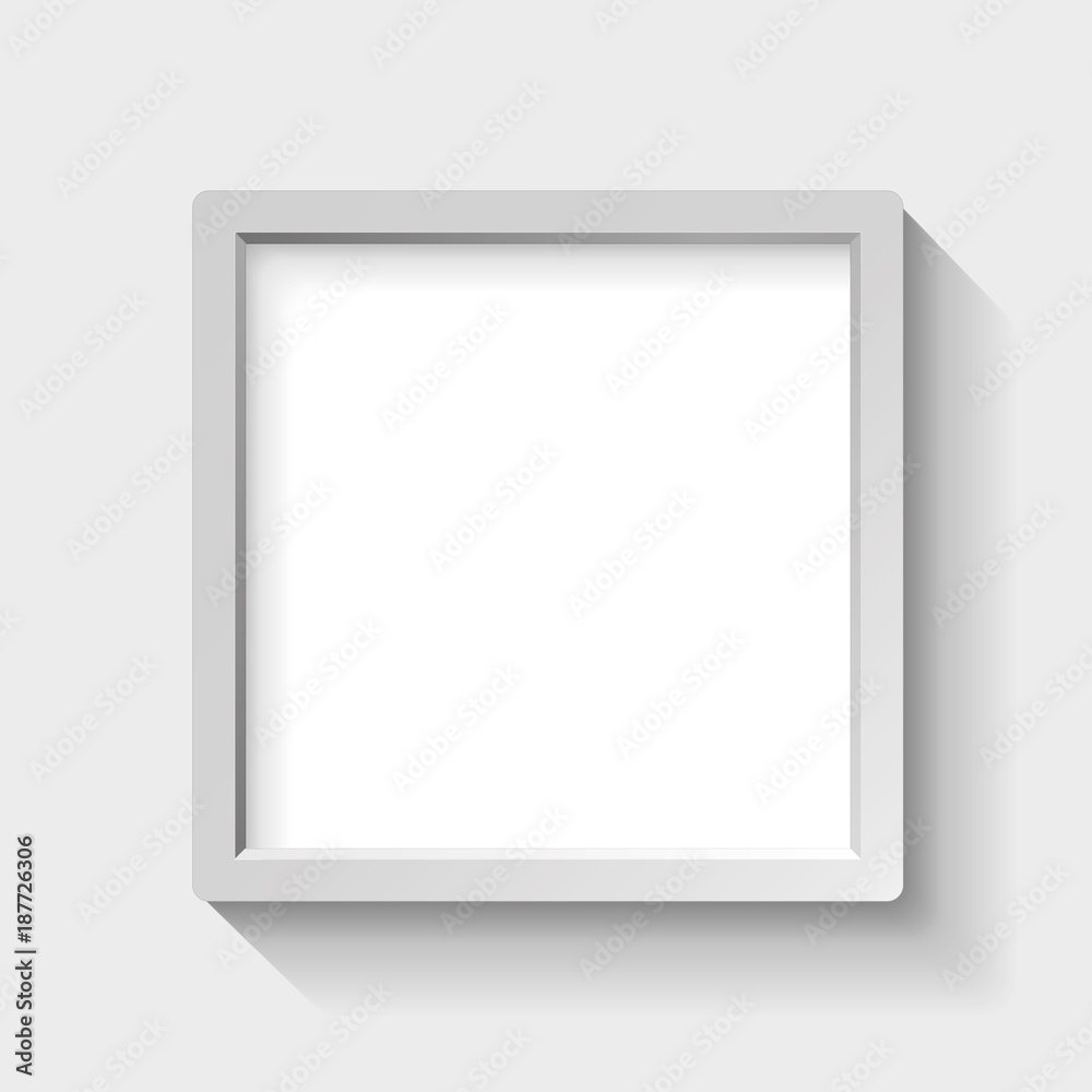 Realistic empty frame with rounded edges on light background, border for your creative project, vector design object