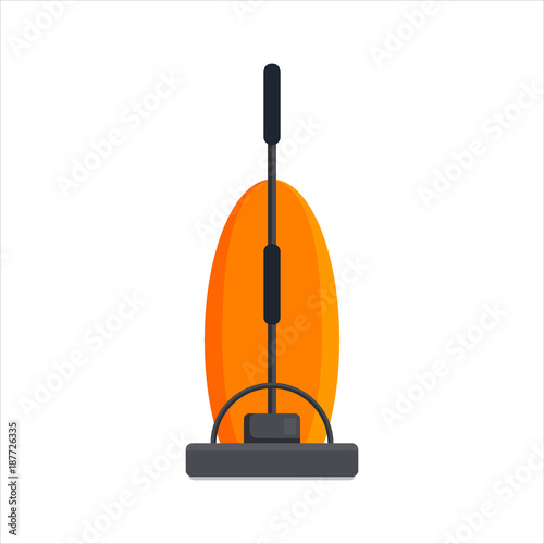 Flat vacuum cleaner icon logo isolated on white background. Electrical hoover for house cleaning. Household equipment - vector illustration