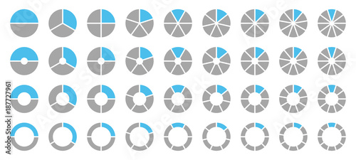 Set Pie Charts Grey/Blue