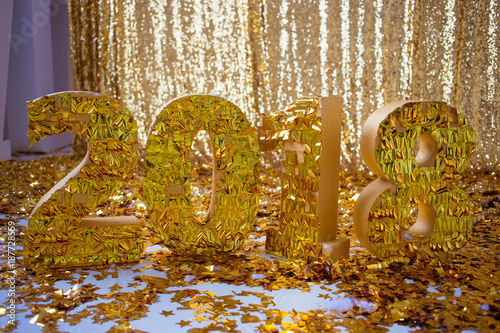 Golden numbers 2018 happy new year photo