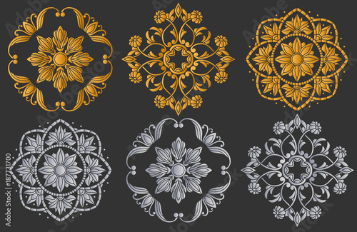 Illustration in stained glass style with  abstract flower on wavy background,brown tone, sepia 
