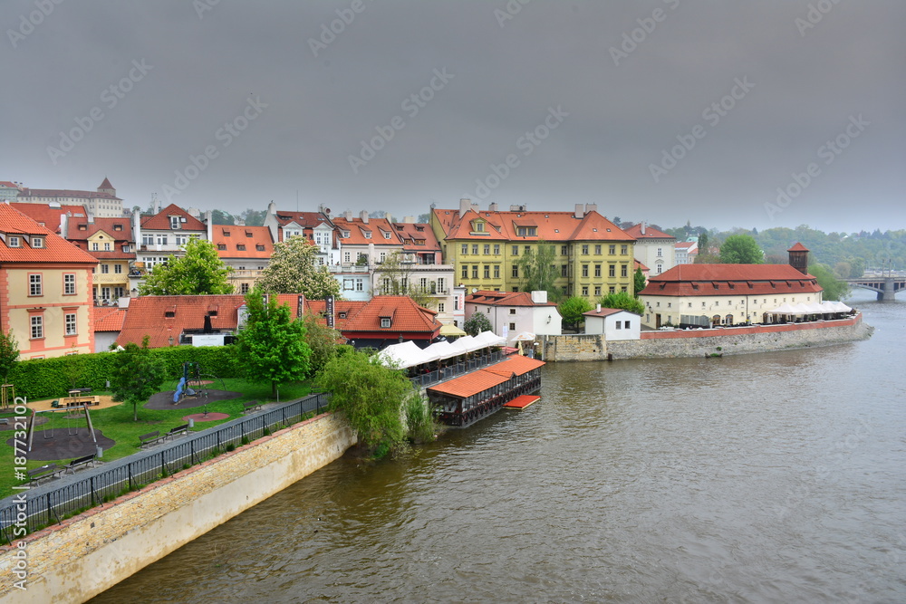 Old Prague view from Vltava river.