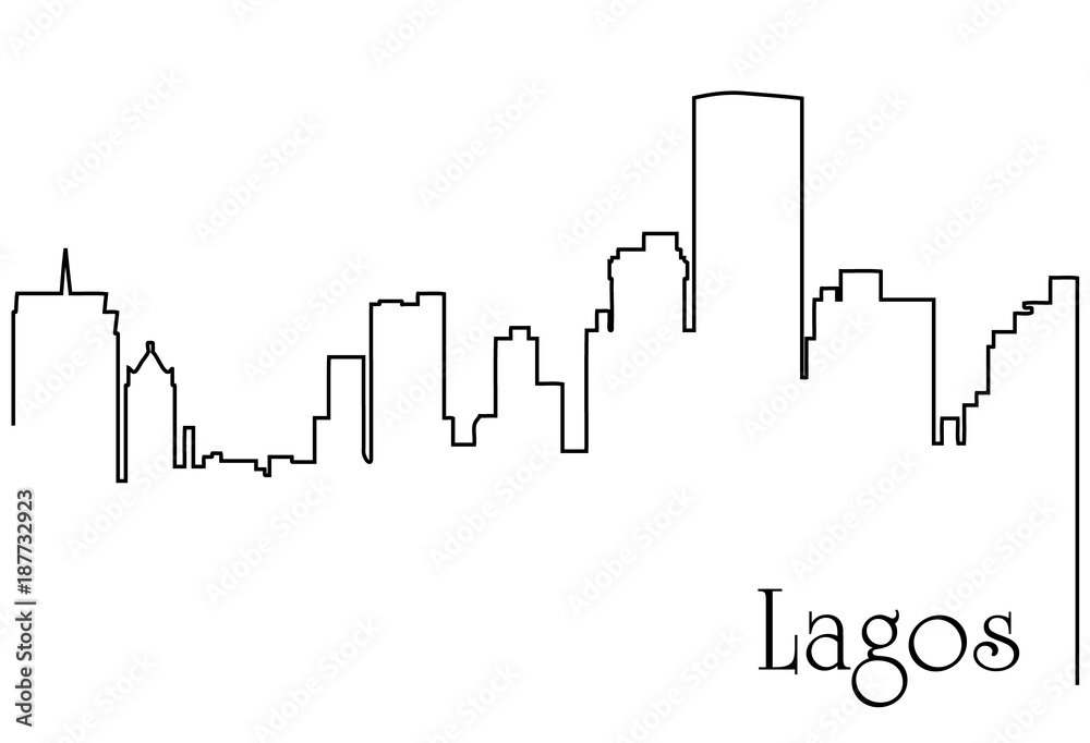 Lagos city one line drawing background