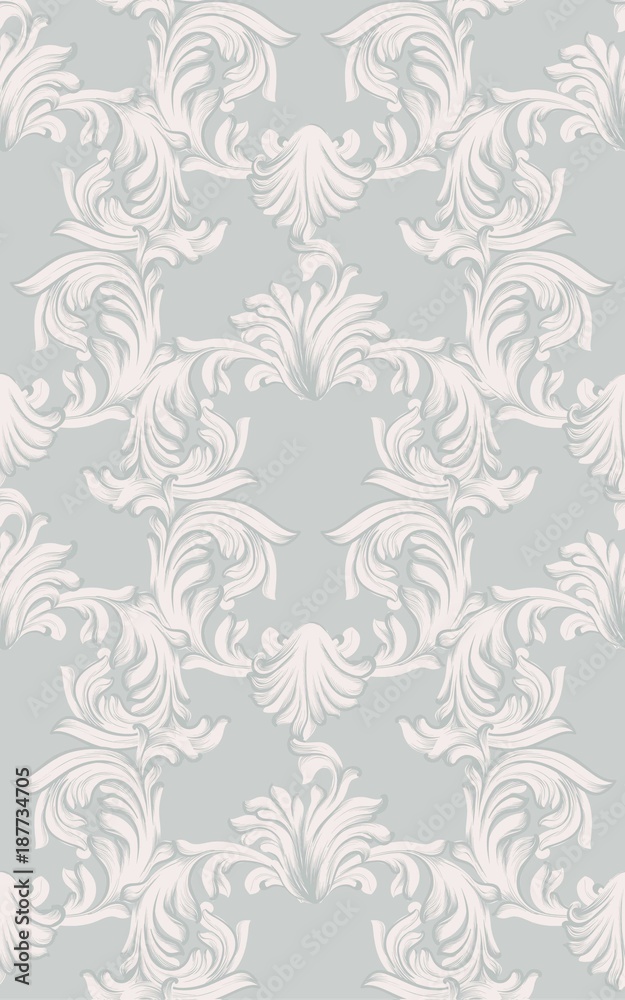Damask pattern Vector illustration handmade ornament decor. Baroque background textures