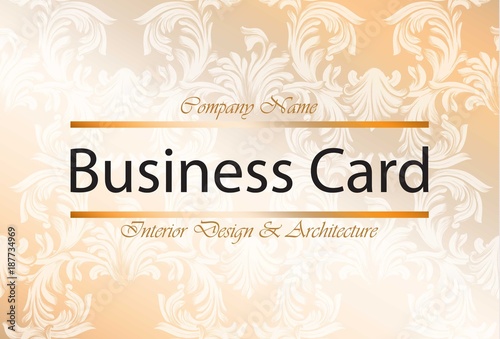Business Card Interior Design and Architecture. Classic damask ornamented backgrounds